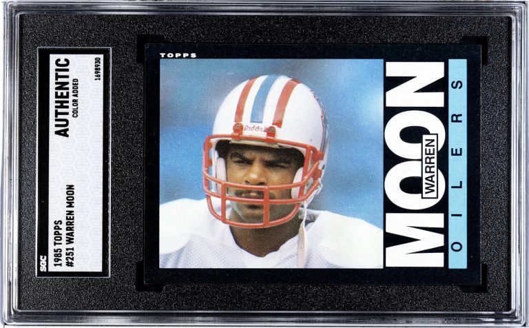 Warren Moon 1985 Topps Rookie RC Card #251- SGC Slabbed Authentic -(Color Added)