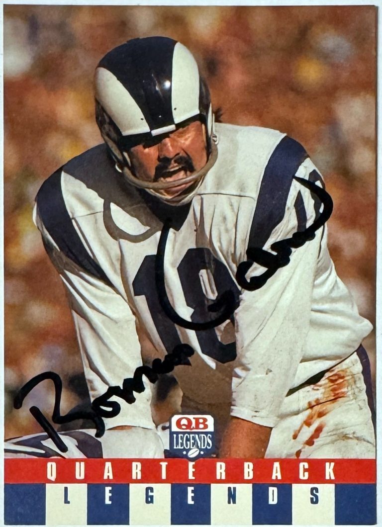 Roman Gabriel signed 1991 QB Legends Team NFL Football Card #14 - COA (LA Rams)