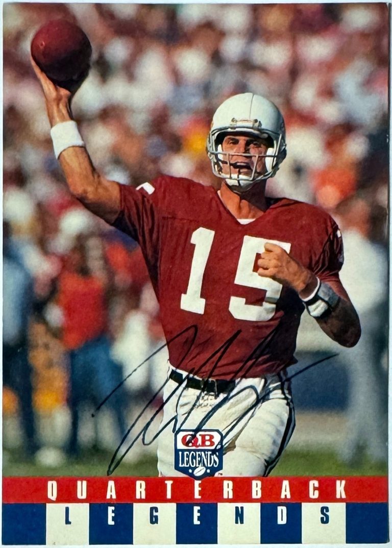 Neil Lomax signed 1991 QB Legends NFL Football On Card Auto #29 (Cardinals/COA)