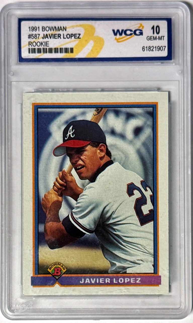 Javier Lopez 1991 Bowman Rookie Card #587- WCG Graded 10 Gem Mint Atlanta Braves