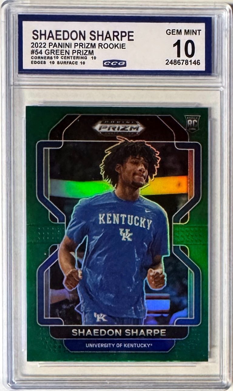 Shaedon Sharpe 2022-23 Panini Prizm Draft Picks Green RC Card #54- CCG Graded 10