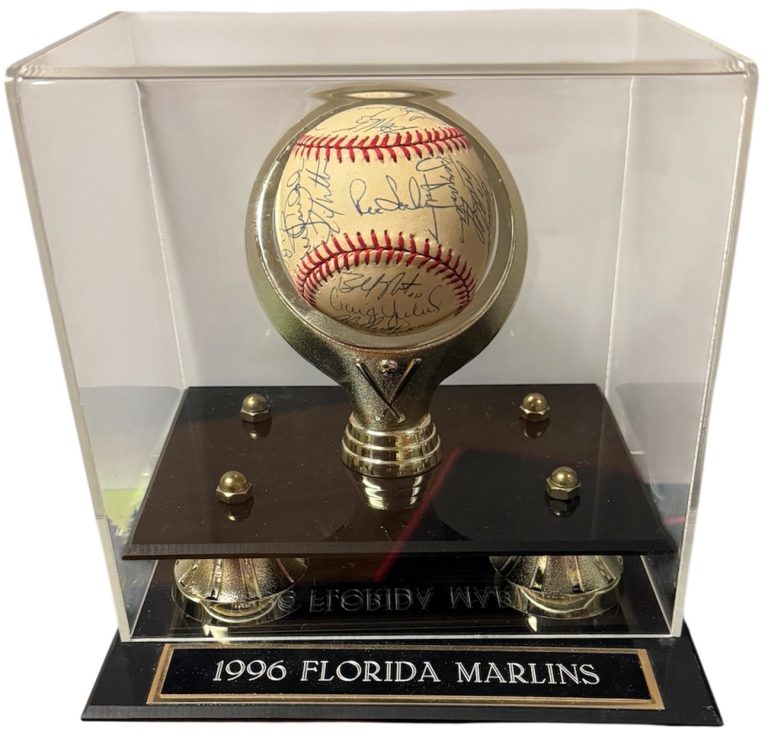1996 Florida Marlins Team Signed Ofc Rawlings RONL Baseball 29 Sigs- Mounted COA
