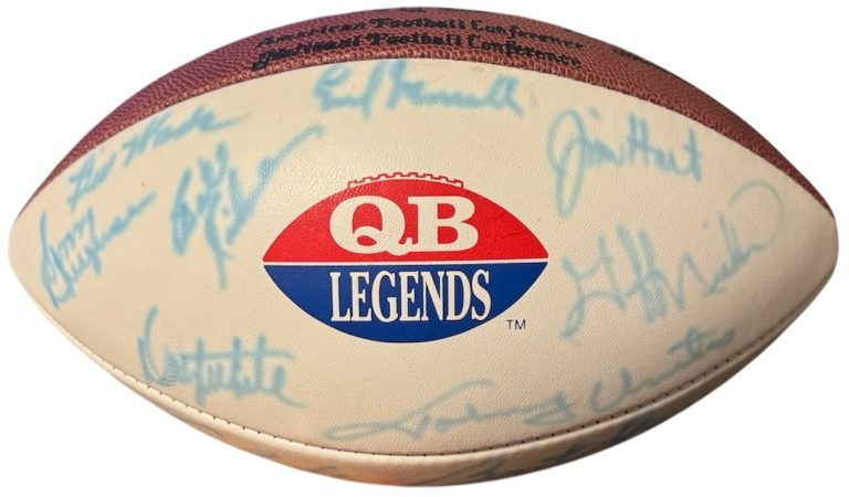 QB Legends signed Wilson NFL WP Football 18 Sigs– Beckett-Bart Starr/John Unitas