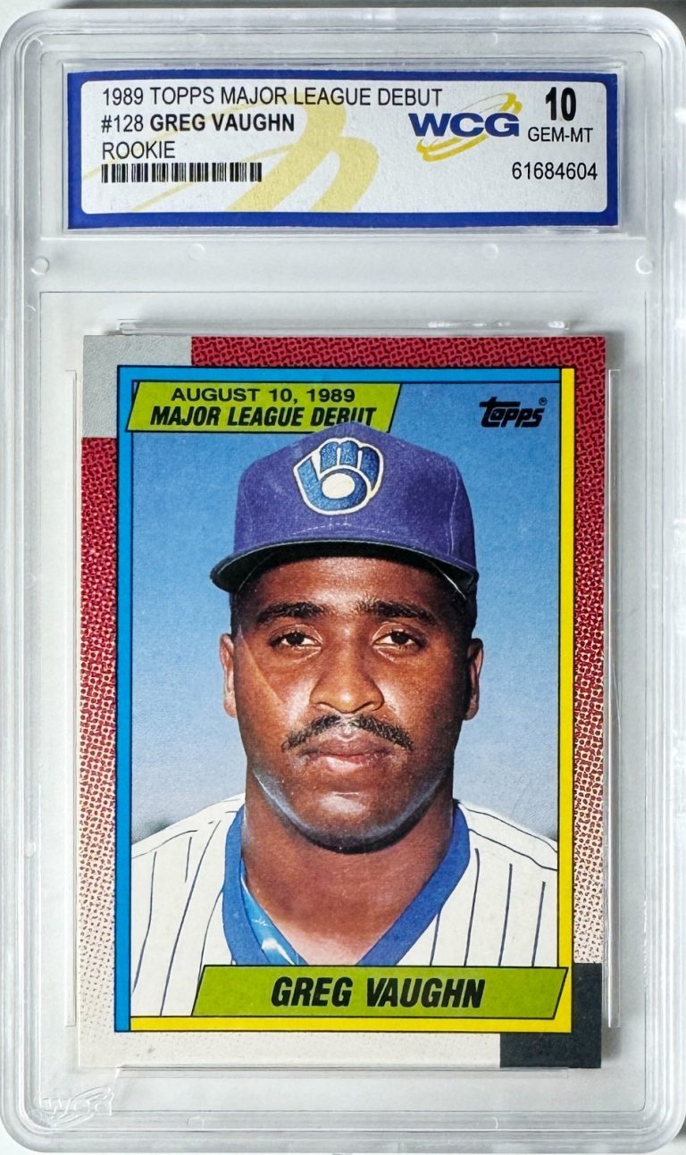 Greg Vaughn 1989 Topps Major League Debut Rookie Card #128- WCG Graded 10 Gem MT