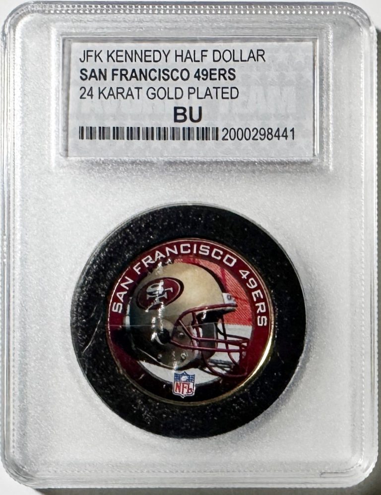 San Francisco 49ers NFL 24 Karat Gold Plated Kennedy Half Dollar,  #1 FAN BU