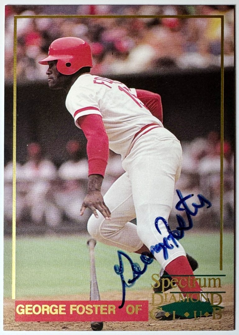George Foster signed 1993 Spectrum Diamond Club On Card Auto #4 (Reds)