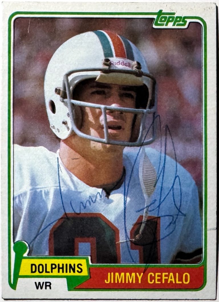 Jimmy Cefalo signed 1981 Topps On Card Auto #371 -  COA (Miami Dolphins)