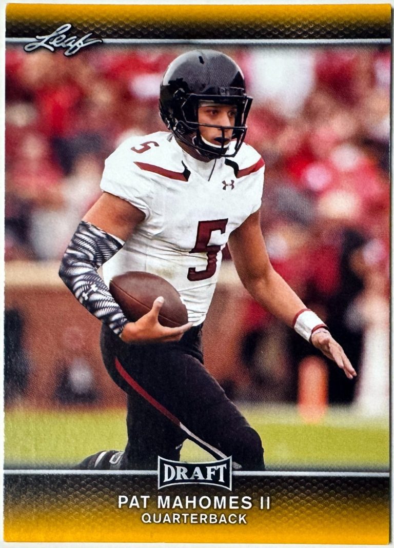 Patrick Mahomes II 2017 Leaf Draft Gold Rookie Card (RC) #56 (Texas Tech/Chiefs)