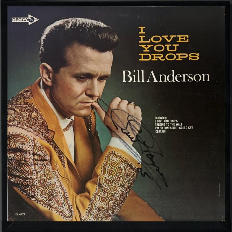 Bill Anderson signed 1966 I Love Your Drops Album Cover/Vinyl Record Framed- JSA