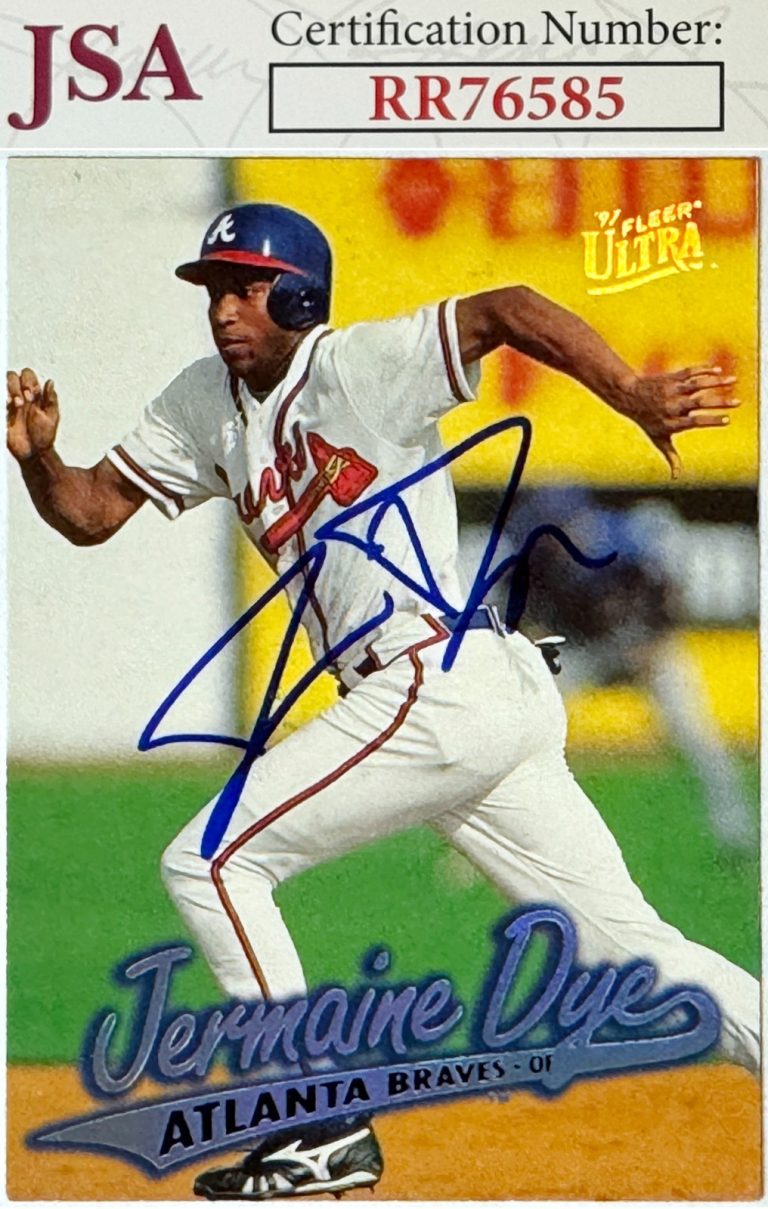 Jermaine Dye signed 1997 Fleer Ultra Baseball On Card Auto #151 - JSA (Braves)
