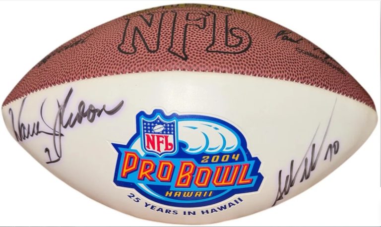 2004 Pro Bowl Ball signed Wilson NFL White Panel Football 6 sigs Warren Moon COA