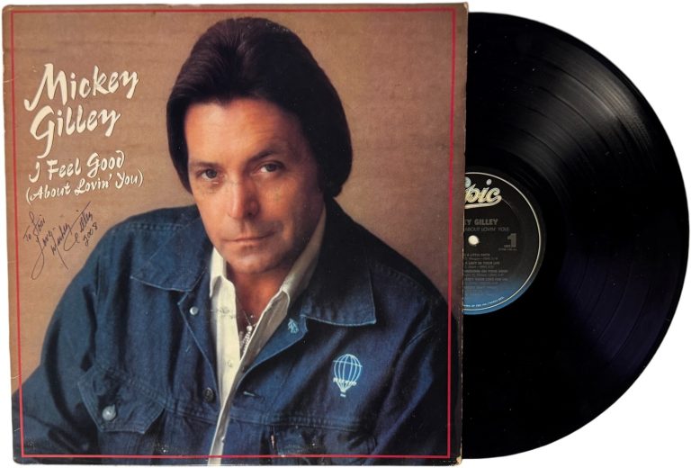 Mickey Gilley signed 1985 I Feel Good Album Cover/LP/Vinyl Record To Lori- JSA
