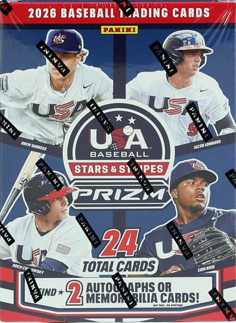2026 Panini Prizm USA Stars & Stripes Baseball Blaster Box- 6 PK/4CPP/24CPB/New