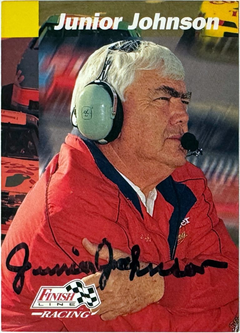 Junior Johnson signed 1993 Pro Set Finish Line Racing Card # 172 imperfect- COA