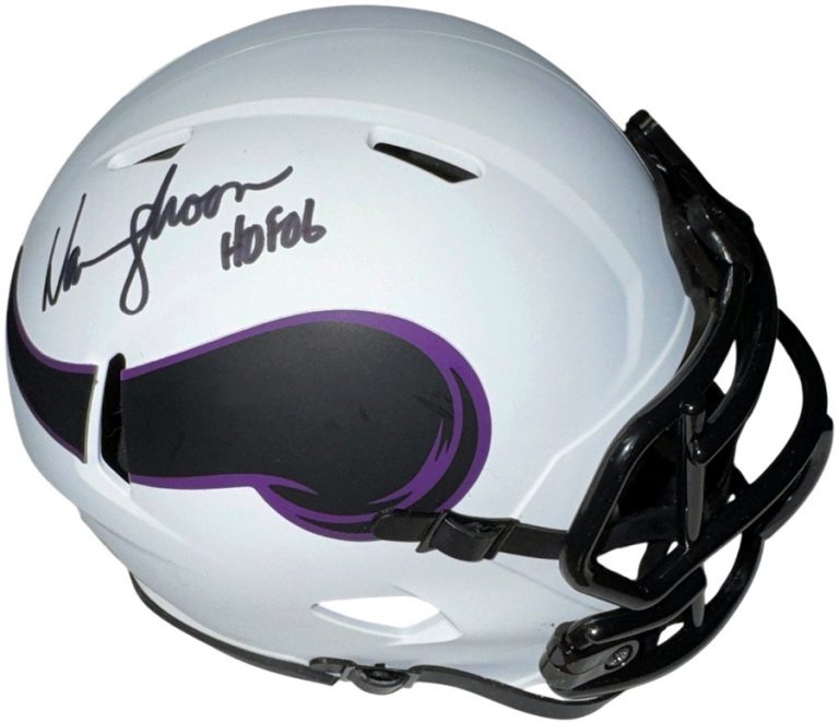 Warren Moon signed Minnesota Vikings Riddell Lunar Speed Mini Helmet HOF  06-JSA