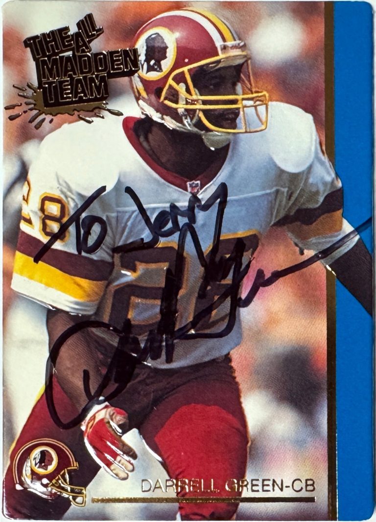 Darrell Green signed 1991 Action Packed All-Madden Card #21 To Jerry- COA
