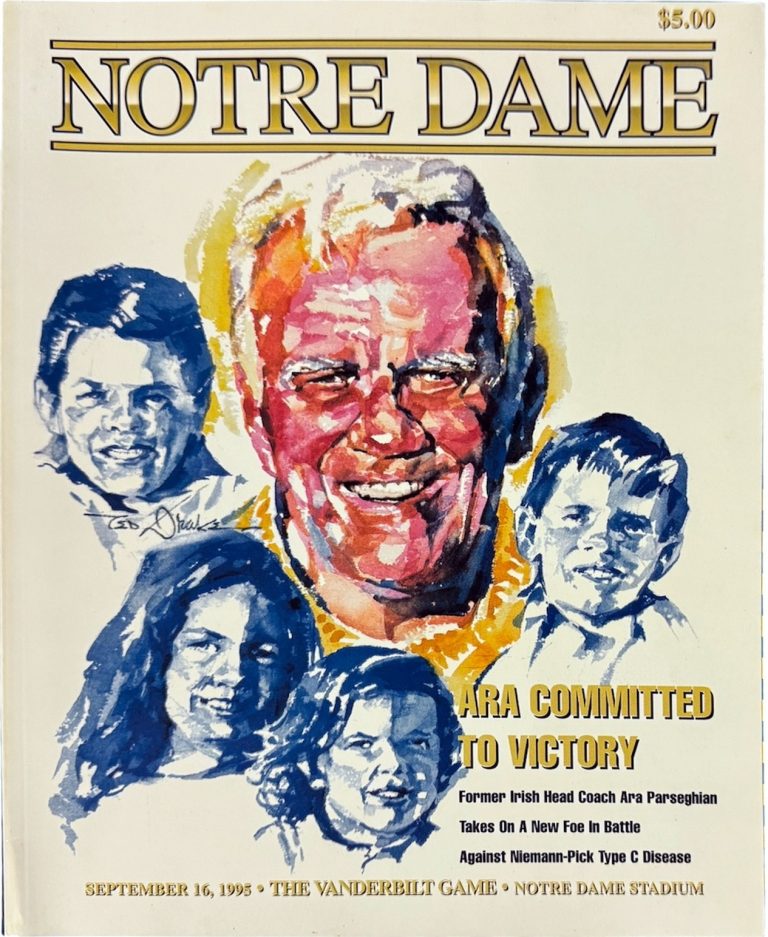 Notre Dame vs Vanderbilt College Football Game Program 1995- Ara Parseghian NEW