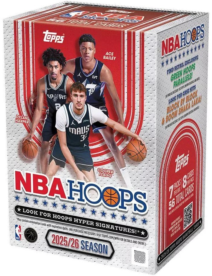 2025-26 Topps NBA Hoops Basketball Blaster Box-7PK/8CPP/56CPB-New/Factory Sealed