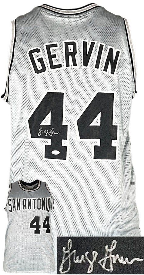 George Gervin signed San Antonio Grey TB Custom Stitched Basketball Jersey - JSA