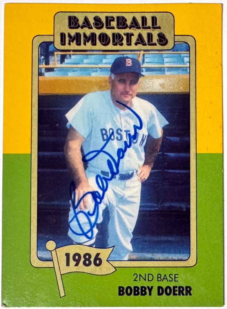 Bobby Doerr signed 1986 Baseball Immortals On Card Auto #192- COA (Red Sox/HOF)