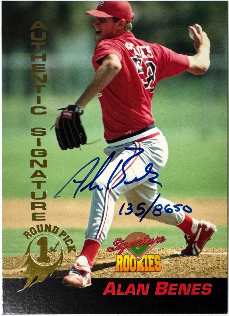 Alan Benes signed  1994 Signature Rookies On Card RC Auto #22- /8650 (Cardinals)