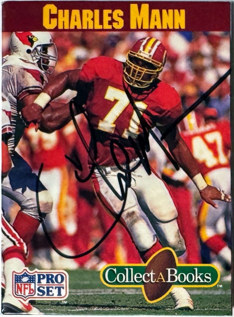 Charles Mann signed 1990 Pro Set Collect-A-Books On Card Auto #31-COA/Washington