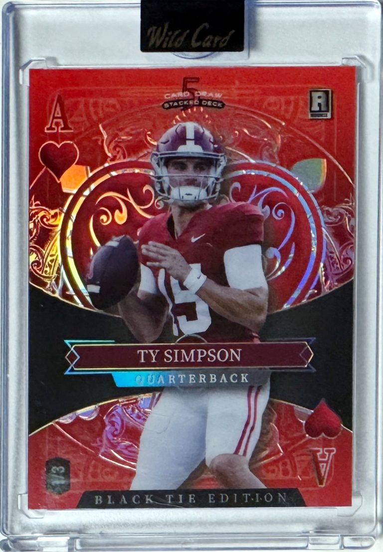Ty Simpson 2026 WC Black Tie 5 Card Draw Stacked Deck Ace RC Card /3 #SDPH-TSN
