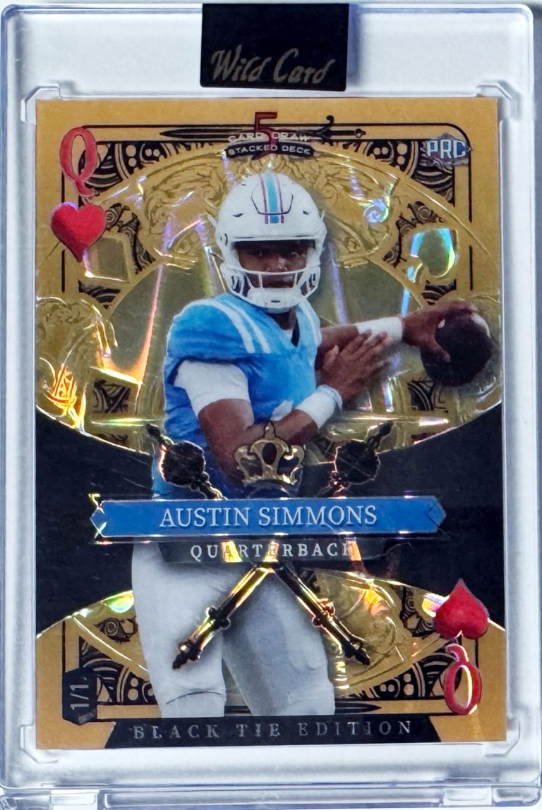 Austin Simmons 2026 Wild Card Black Tie 5 Card Draw Queen RC Card 1/1 #SDPH-ASN