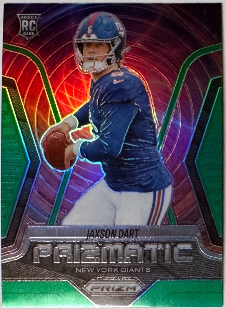 Jaxson Dart 2025 Panini Prizm Prizmatic Green Wave Rookie Card #6  (NY Giants)