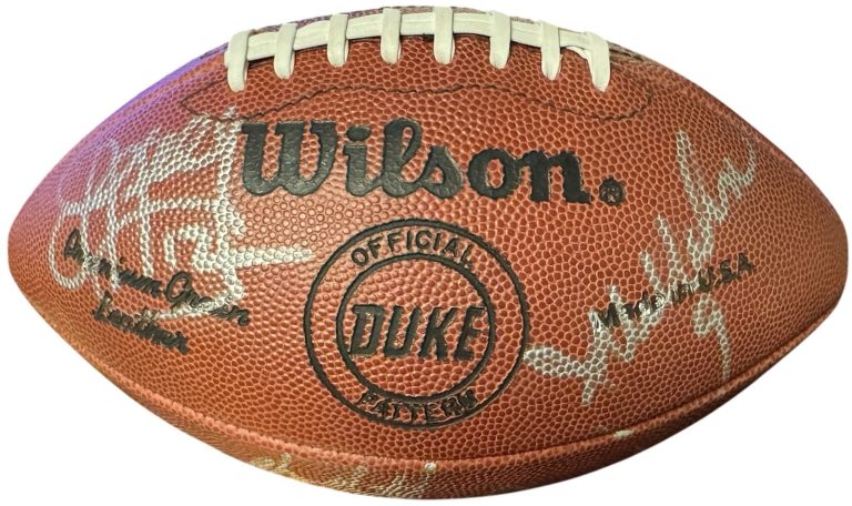 NFL Multi Signed Wilson Duke Football 10 Sigs BAS Jim Kelly/Jim McMahon/Art Monk