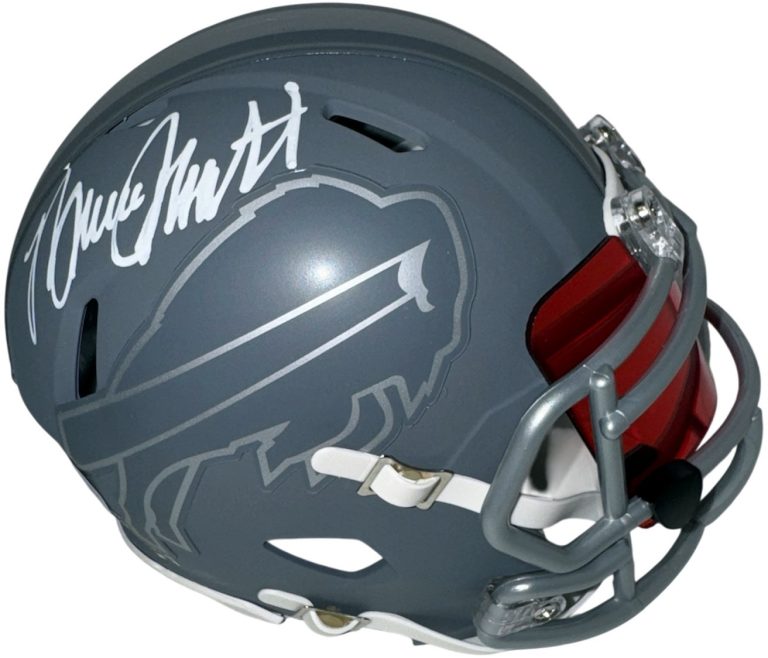 Bruce Smith signed Buffalo Bills Riddell NFL Slate Speed Mini Helmet & Visor BAS