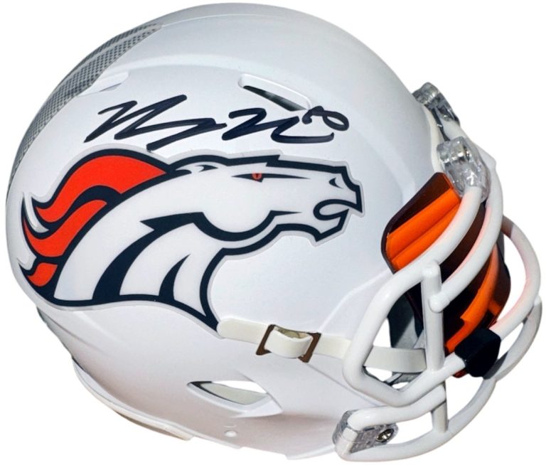 Bo Nix signed Denver Broncos Riddell Alternate Speed Mini Helmet Visor - Beckett