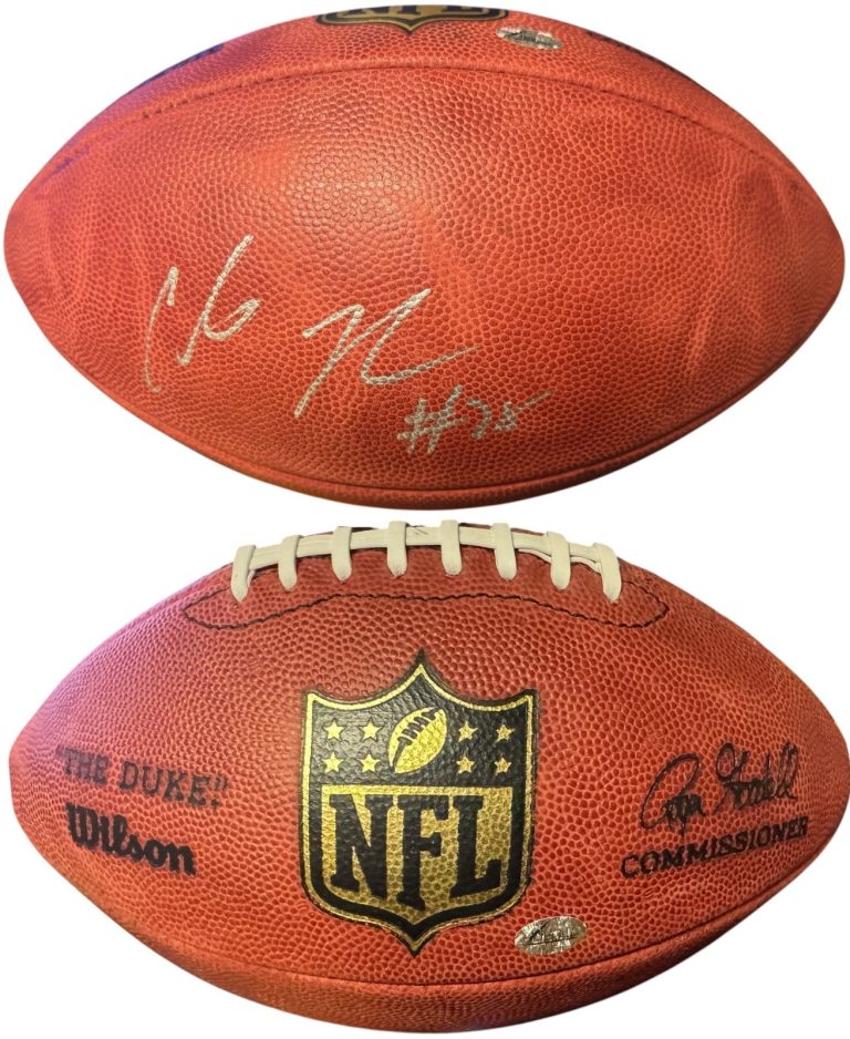 Chris Johnson signed Official Wilson NFL Official Duke Football -Famous Ink Holo