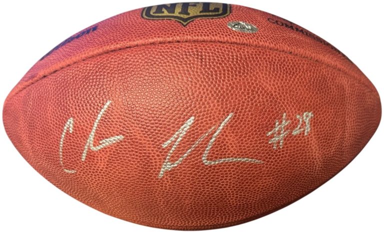 Chris Johnson signed Official Wilson NFL Official Duke Football -Famous Ink Holo