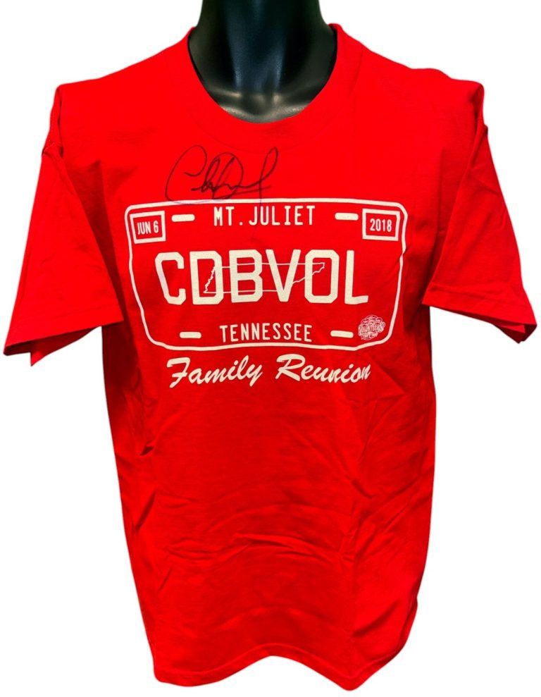 Charlie Daniels signed CDB 2018 Family Reunion Red T-Shirt- Size Large - COA/NEW