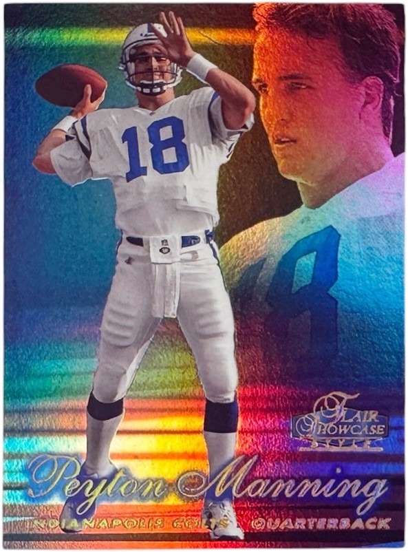 Peyton Manning 1998 Flair Showcase Showstopper Colts  Rookie Card RC Sec 2 Row 2