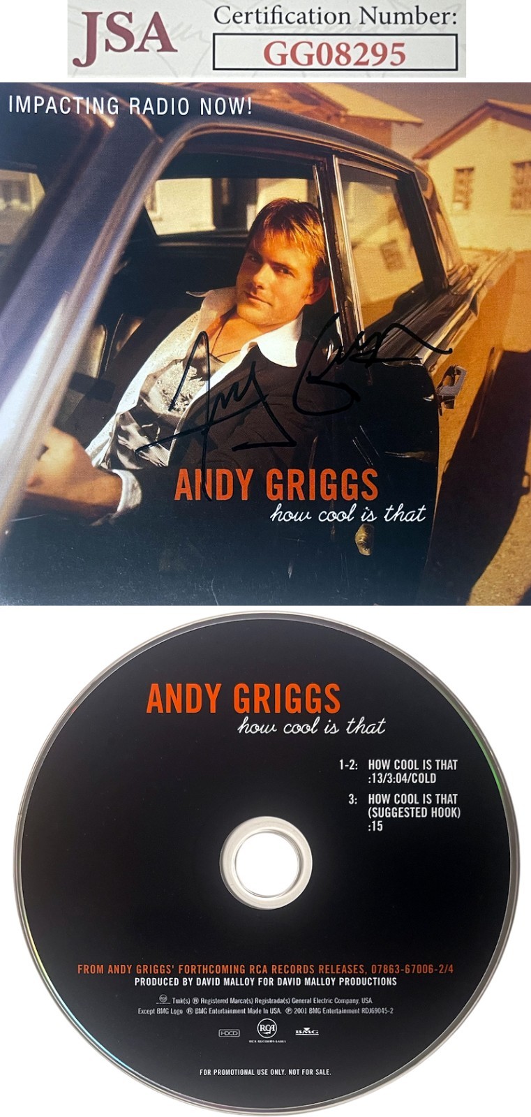 Andy Griggs signed 2001 How Cool is That CD Single Cover w/ CD & Case - JSA