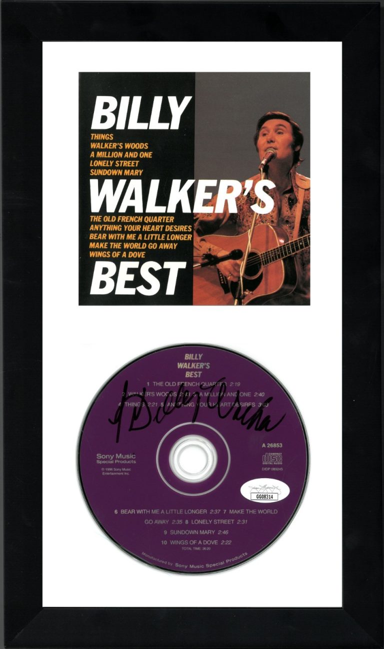 Billy Walker signed 1989 Billy Walker's Best Album CD w/Cover Booklet Framed-JSA