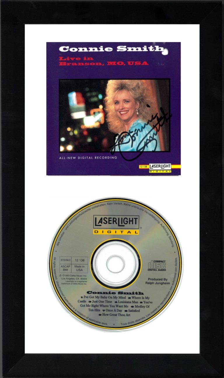 Connie Smith signed 1993 Live in Branson Album Cover Booklet w/CD Framed - JSA