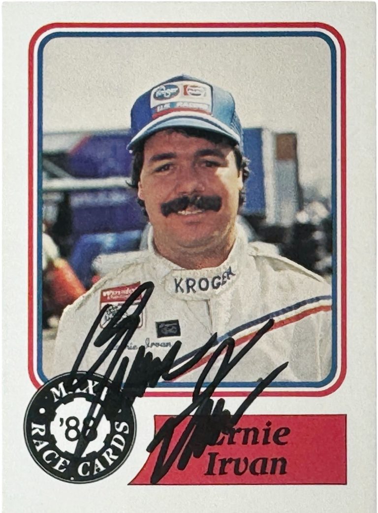 Ernie Irvan signed 1988 Maxx Charlotte Kroger Rookie On Card Auto (RC) #95 - COA