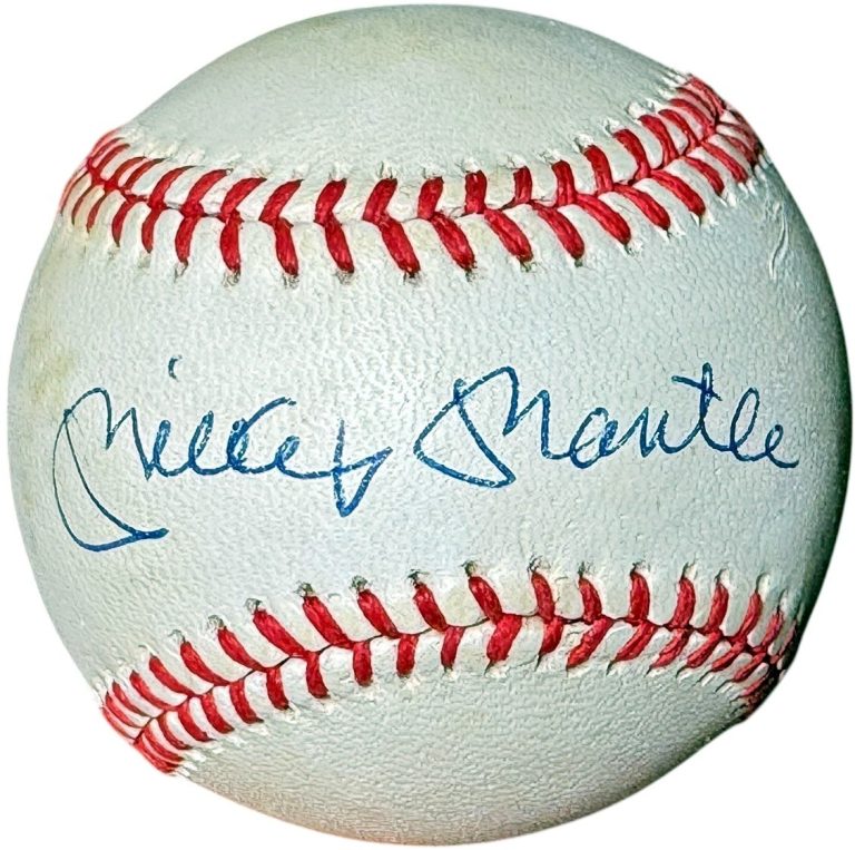 Mickey Mantle signed Rawlings OFC ROAL  American League Baseball toned- Beckett
