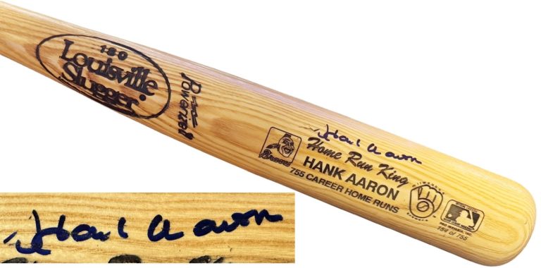 Hank Aaron signed Lousiville Slugger MLB Home Run King Engraved Bat /755 Beckett