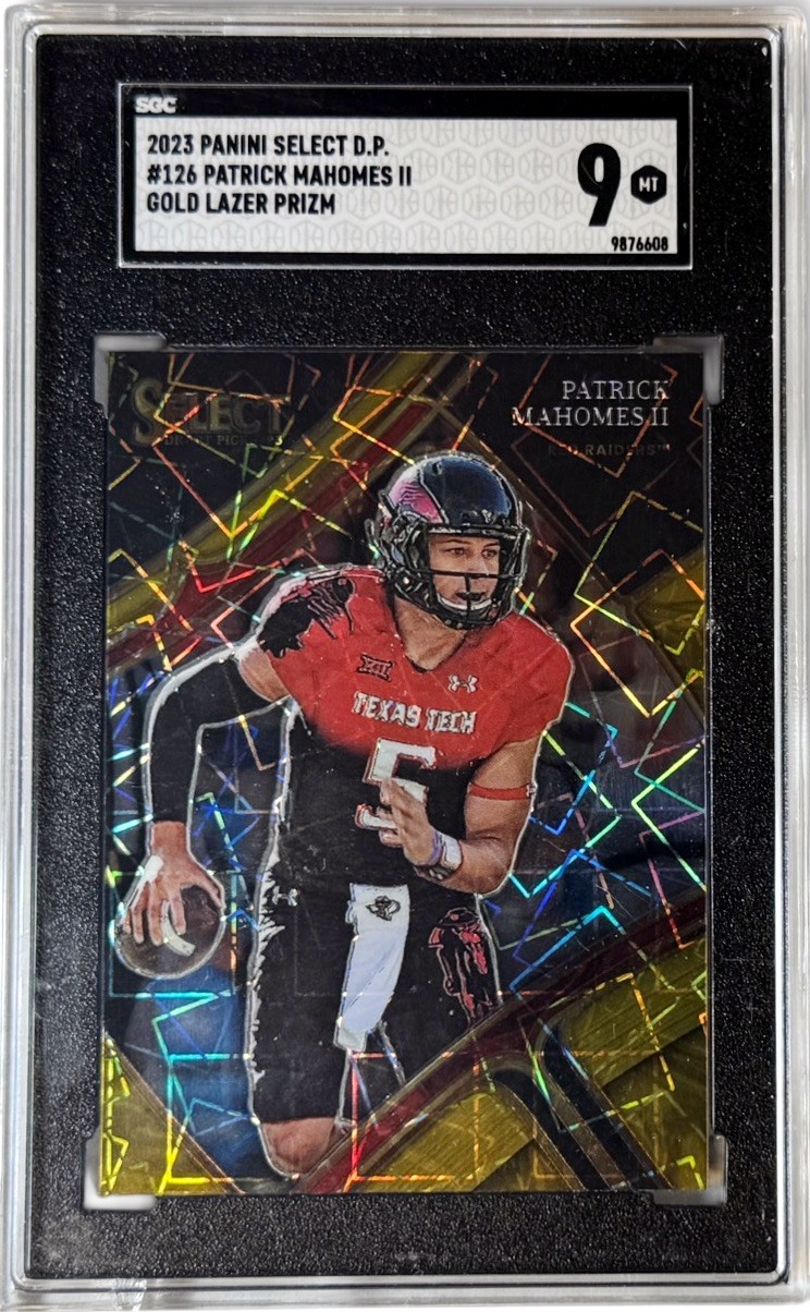 Patrick Mahomes 2023 Panini Select DP Gold Lazer Prizm Card #126 SGC Graded 9 MT