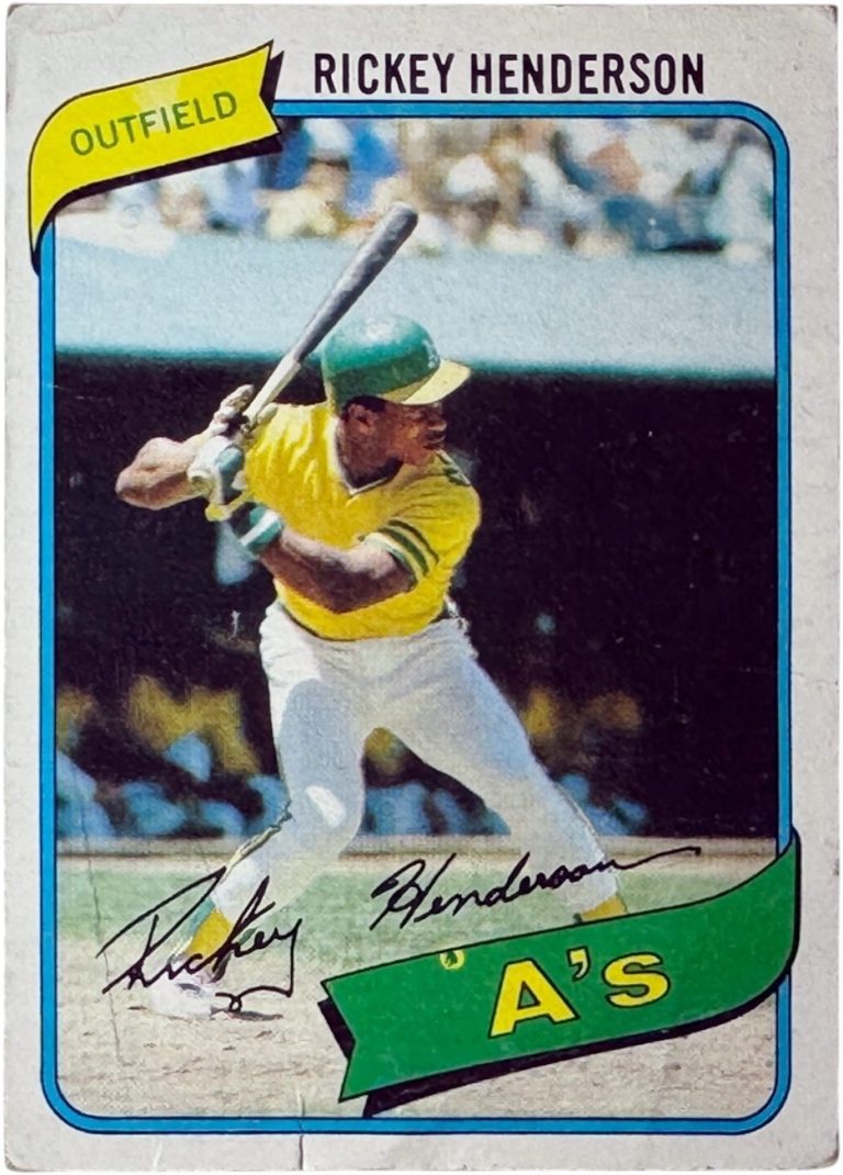 Rickey Henderson 1980 Topps Rookie Card (RC) #482 imperfect (Oakland A's/HOF)