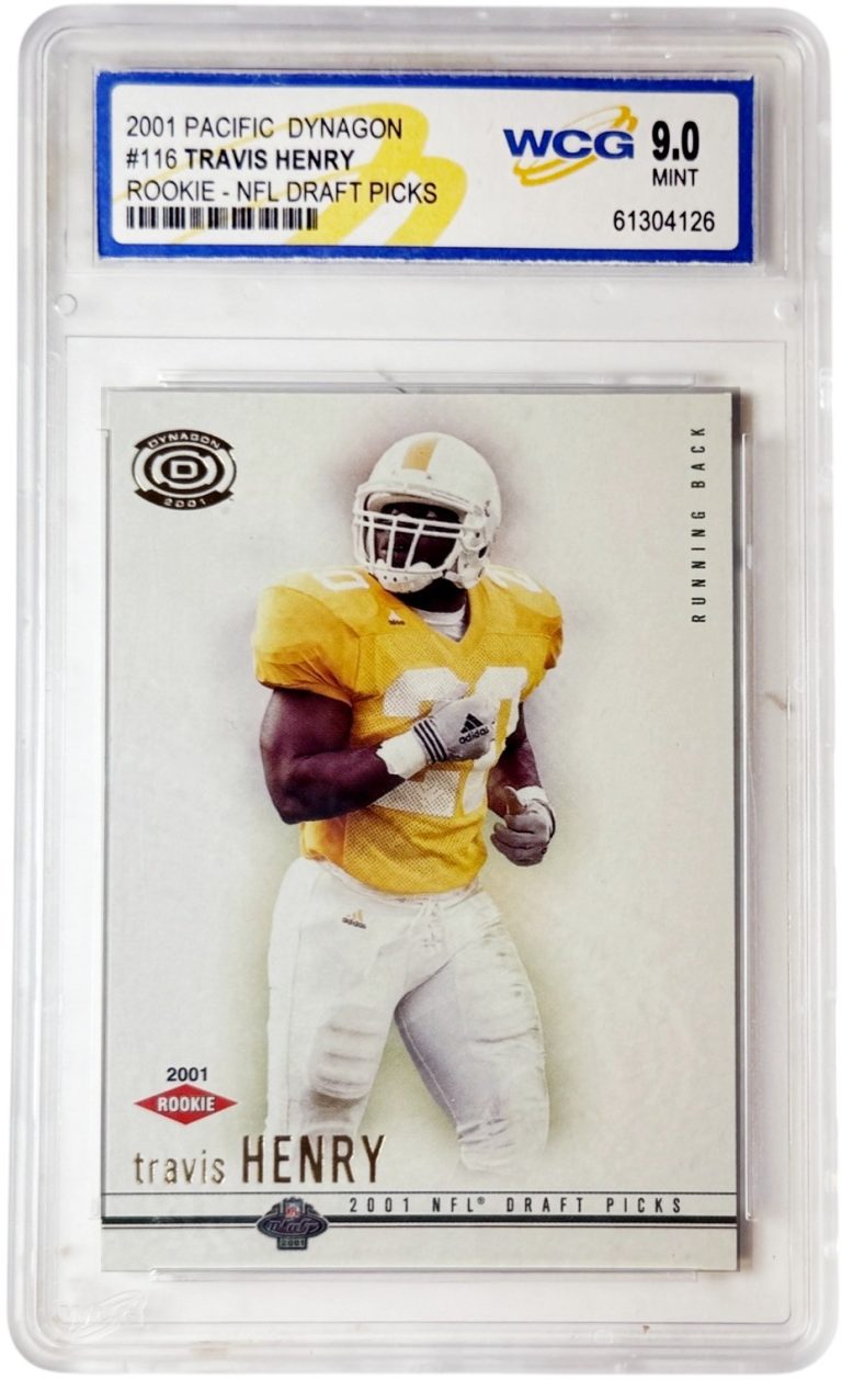 Travis Henry 2001 Pacific Dynagon Rookie DP Card RC #116-WCG Graded 9 Mint- VOLS