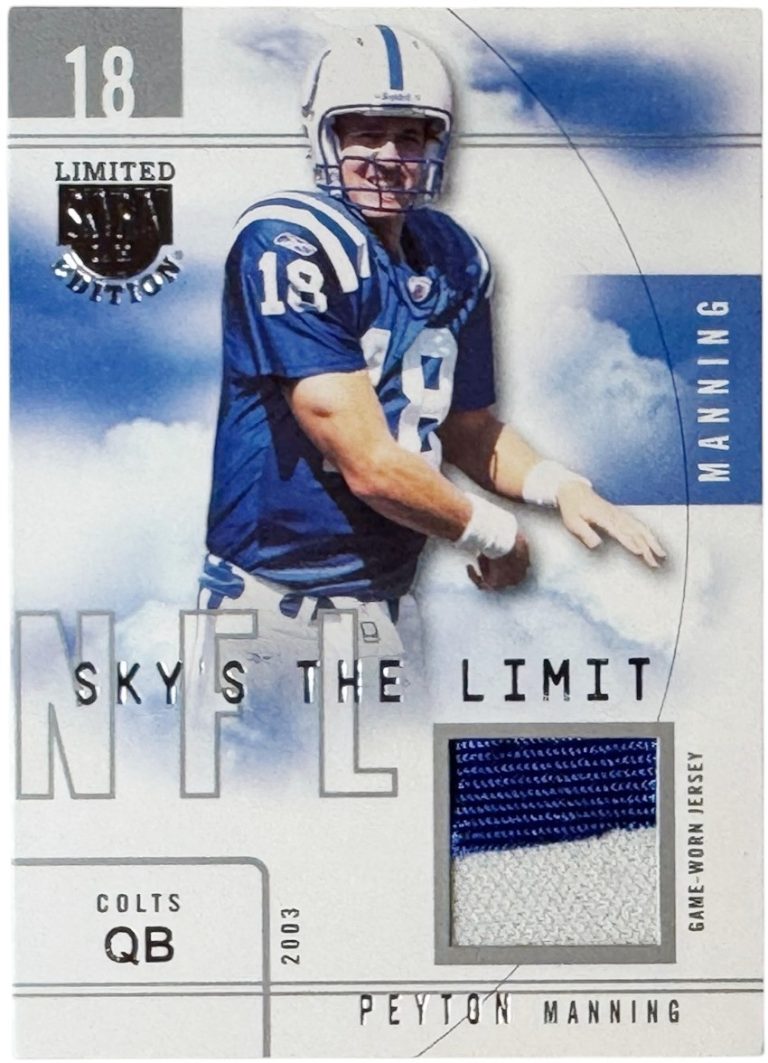 Peyton Manning 2003 Skybox Sky's The Limit Game Worn Jersey Card #SL-PM  /50