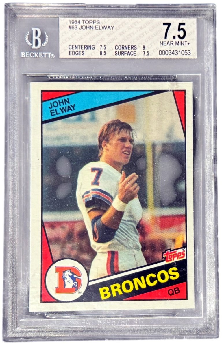 John Elway 1984 Topps Rookie Card (RC) #63- Beckett/BGS Graded 7.5 Near Mint+