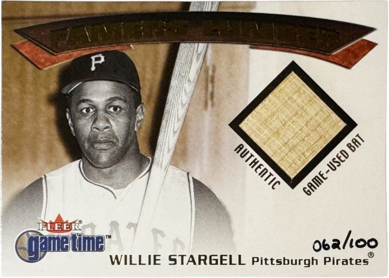 Willie Stargell 2001 Fleer Gametime Famers Lumbers Game-Used Bat Card /100