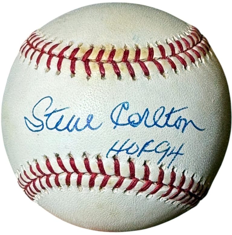 Steve Carlton signed Official Rawlings Major League Baseball HOF Tone Spots- COA
