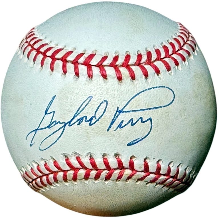 Gaylord Perry signed OFC Rawlings ROAL American League Baseball toned - Steiner